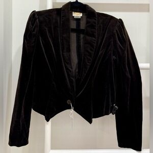 Gunne Sax by Jessica McClintock Vintage 1970s Black Velvet Gothic Witchy Jacket